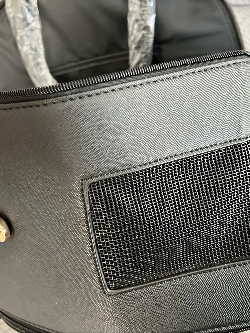 Black Small Pet Carrier Bag with Gold Accents